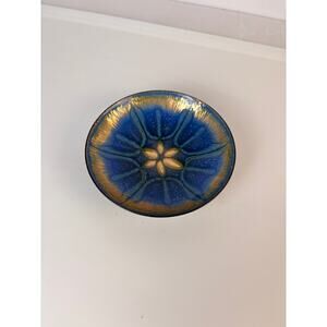 VINTAGE SIGNED JANE GLASS TRINKET DISH APPROX 5" LONG